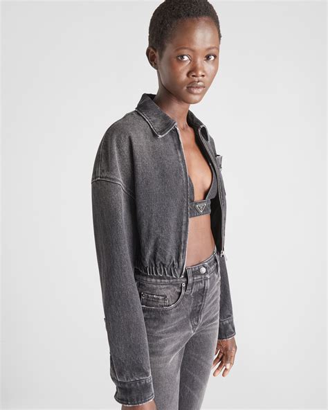 Black denim blouson jacket 